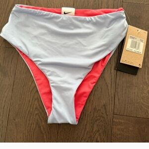 Nike Colorblock Reversible High-Waisted Cheeky Bikini Bottom Pink And Blue